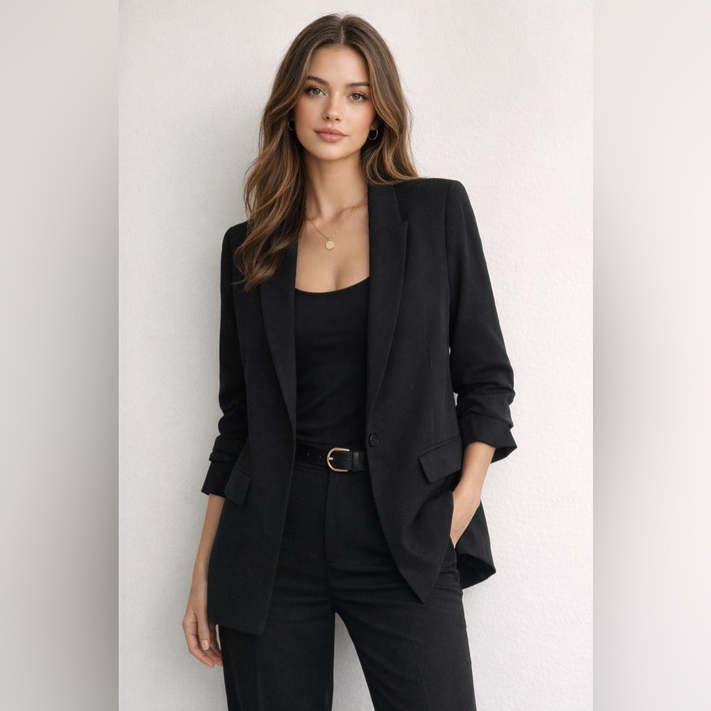 Mango Black Single-Button Tailored Blazer